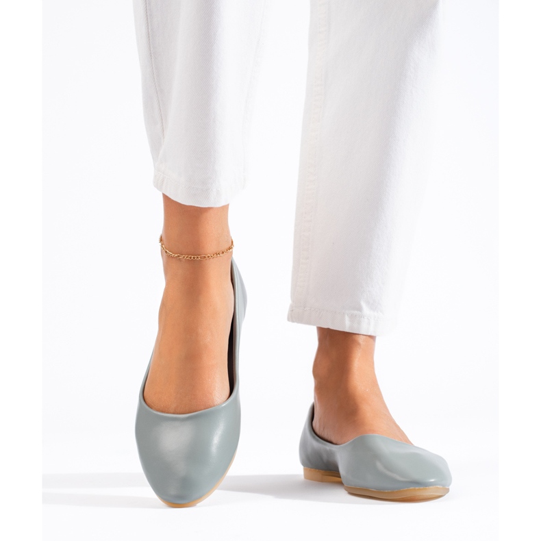 Naisten harmaat balerinakengät Shelovetin ekologisesta nahasta 2