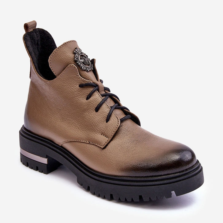 Naisten nahkasaappaat beige Lemar Charline 1