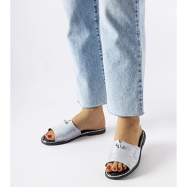 Siniset metalliset varvastossut Frederin helmillä hopea 1