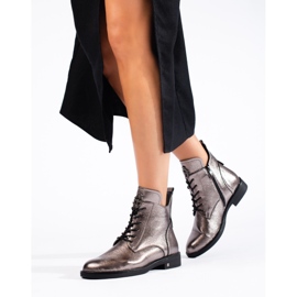 W. Potocki Potocki hopeiset tasaiset saappaat ruskea 1