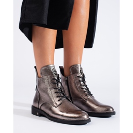 W. Potocki Potocki hopeiset tasaiset saappaat ruskea 2