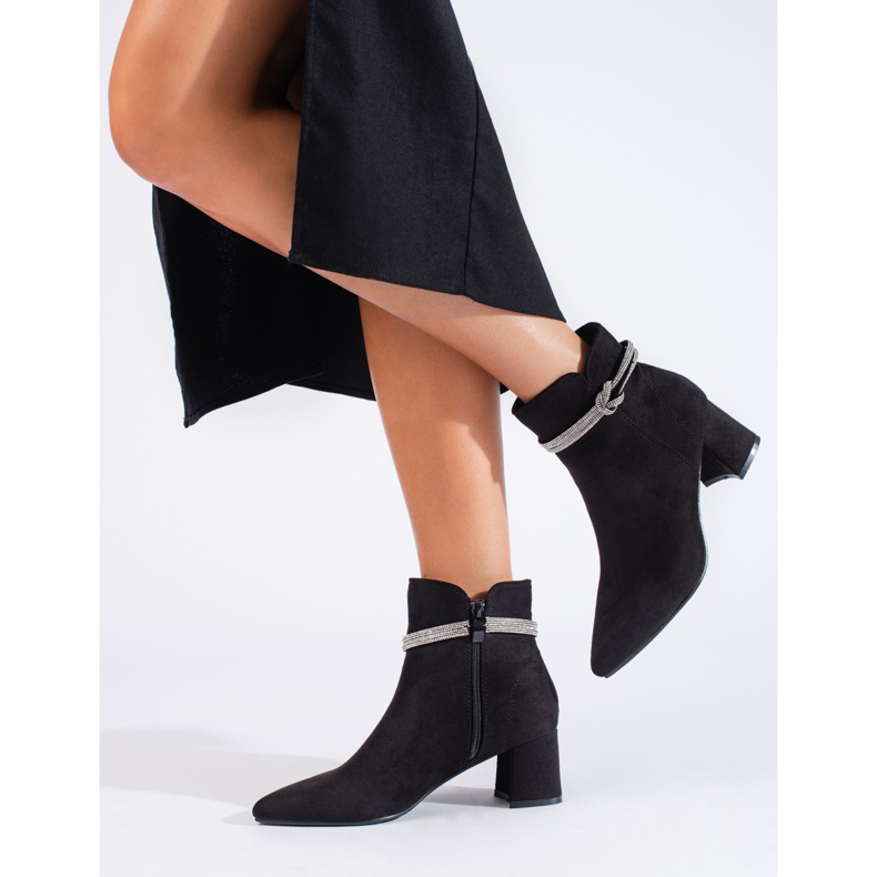 Shelovetin mustat klassiset mokkanahkaiset naisten nilkkurit 1