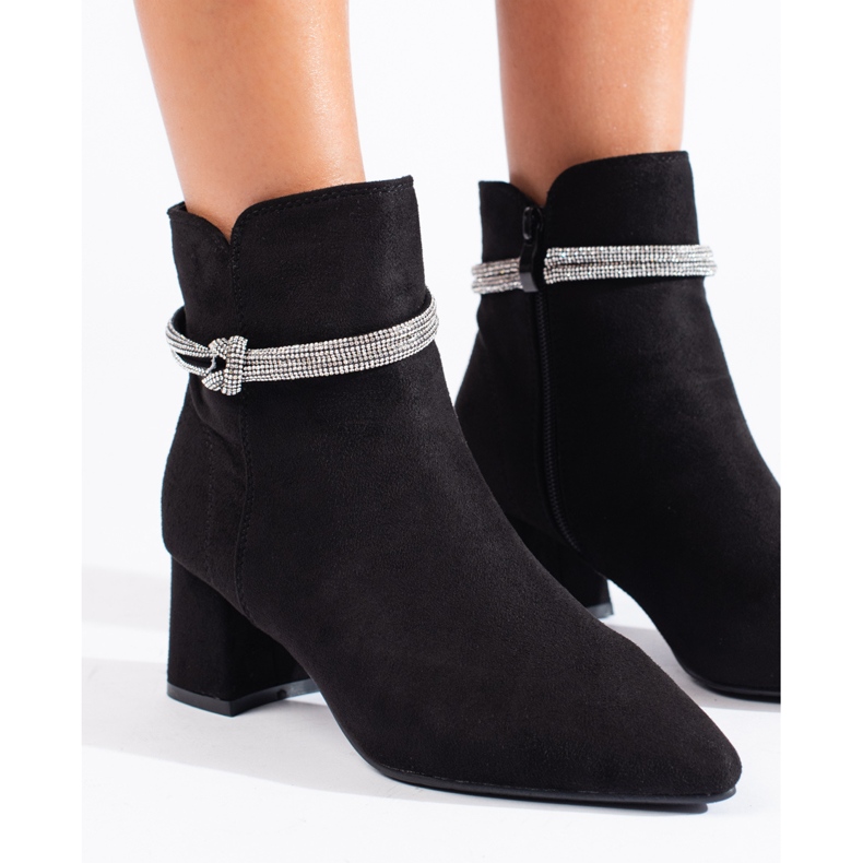 Shelovetin mustat klassiset mokkanahkaiset naisten nilkkurit 2