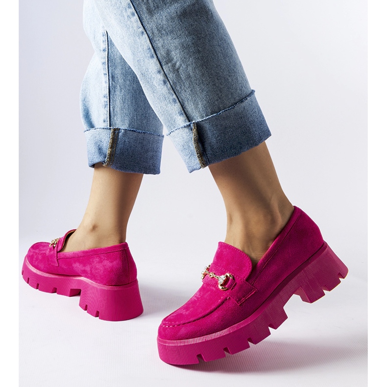 Gaiolan vaaleanpunaiset mokasiinit soljella ja strassilla vaaleanpunainen 1