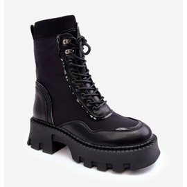 PS1 Nahkanauhat Chunky Workers Naisten saappaat Musta Seloma 1