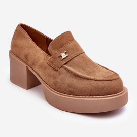 PS1 Naisten mokkanahkaiset korkokengät, tumma beige, Afnira 1