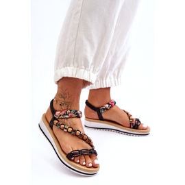 Mukavat naisten kiilan sandaalit mustalla helmillä 4