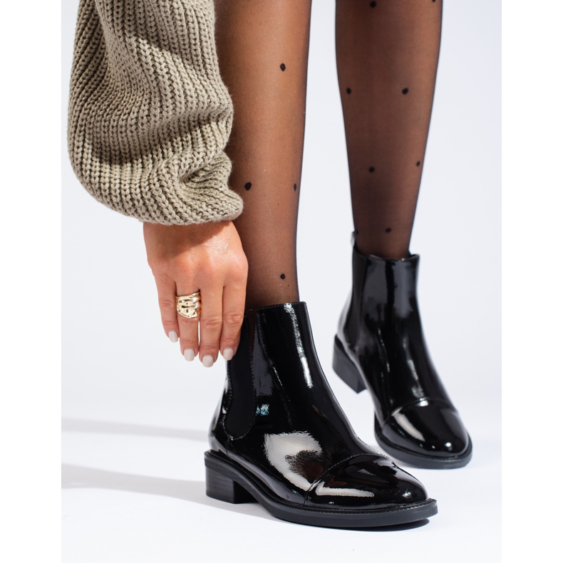 TRENDI Tyylikkäät lakatut Chelsea-saappaat musta 1