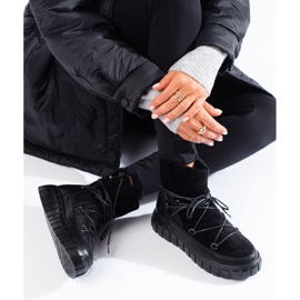 Vinceza mustat nahkaiset naisten lumisaappaat 1