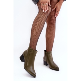 Sergio Leone Nahkaiset matalakorkoiset saappaat Olive Cidi vihreä 2