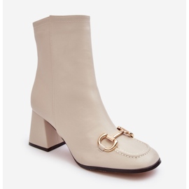 PH2 Beiget Pamelinta nahkaiset korkeakorkoiset nilkkurit koristeella 1