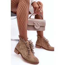 Naisten mokkanahkaiset saappaat beige Klemovia 2