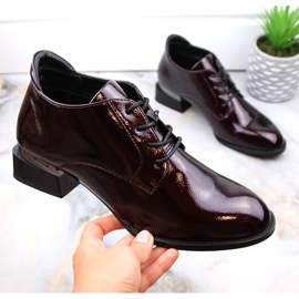 Vinceza Naisten viininpunaiset patentoidut nauhakengät korkokengillä punainen 1