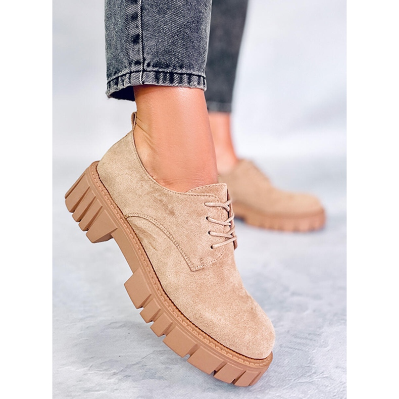 Amparo Khaki mokkanahkaa alustavat loaferit beige 1