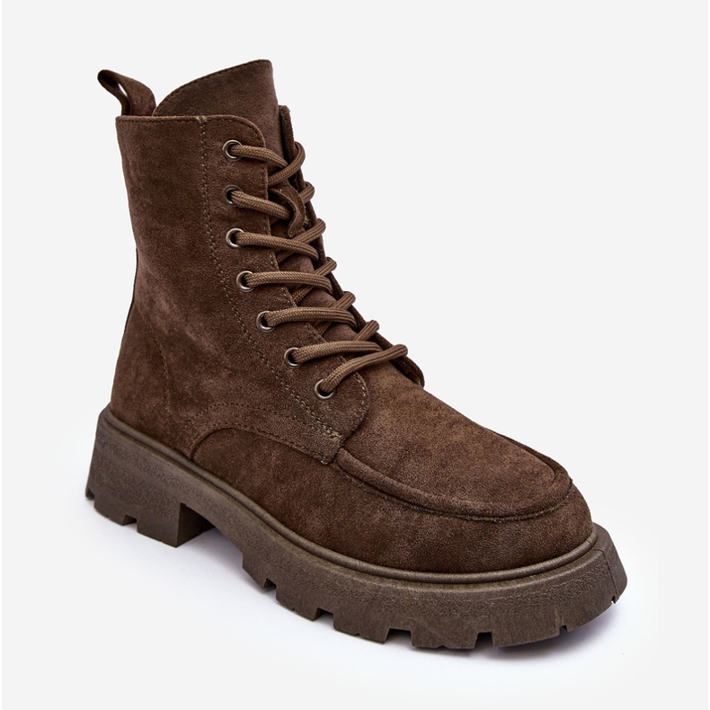 PS1 Mokkanahkaeristetyt Trapper-nilkkurit tasaisella kantapäällä, tummanvihreä Zikey 1