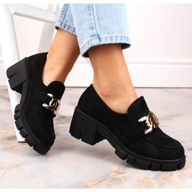 Naisten mokkasiinit korkokengillä, musta Vinceza 2