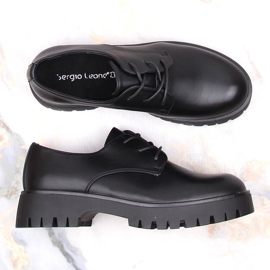 Naisten mustat oxford-kengät Sergio Leone PB201 5