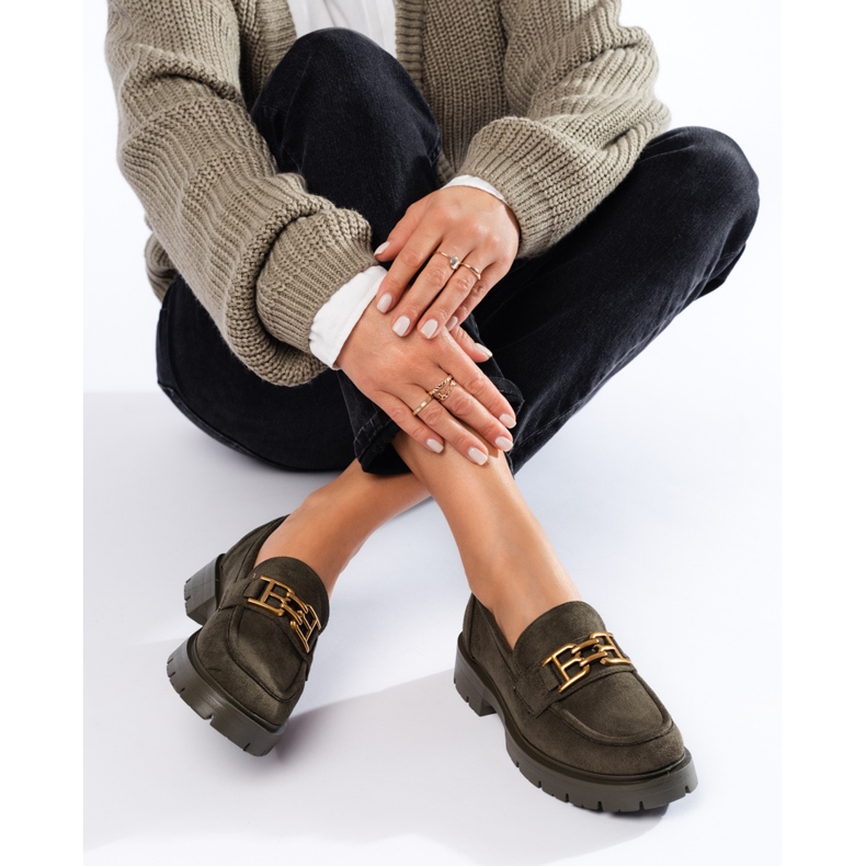 Shelovet naisten tummanvihreät mokkasiinit musta 2