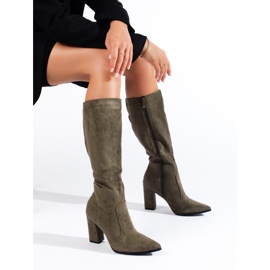 Tummanvihreät Shelovet naisten teräväkärkiset saappaat 1