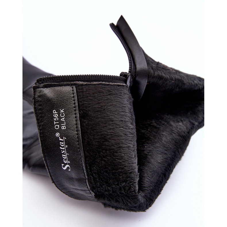 PS1 Nahkaiset polvenylittävät korkokengät, mustat serpensaat 1