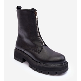 PS1 Nahkasaappaat vetoketjulla Musta Vimal 1