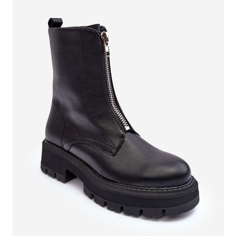 PS1 Nahkasaappaat vetoketjulla Musta Vimal 1