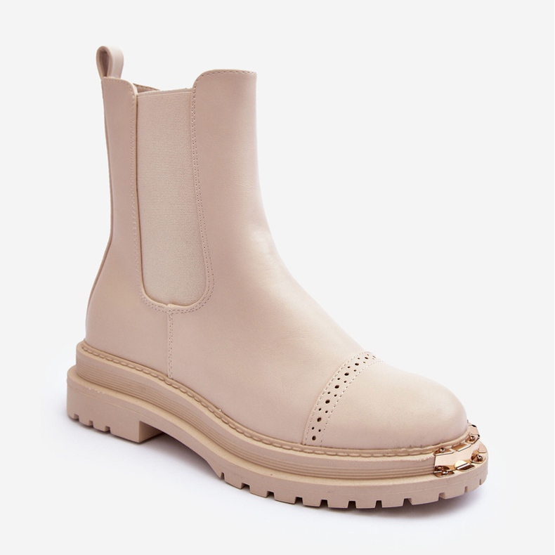 FG2 Naisten nahkaiset nilkkurit beige Nialee 1