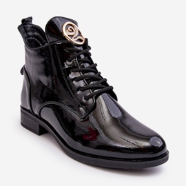 PH2 Naisten kiiltonahkakengät koristeellisella, musta Attiame 1