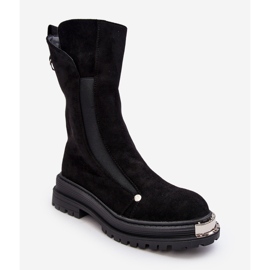 PS1 Mokkaeristetyt tasaiset saappaat, musta Palimra 2