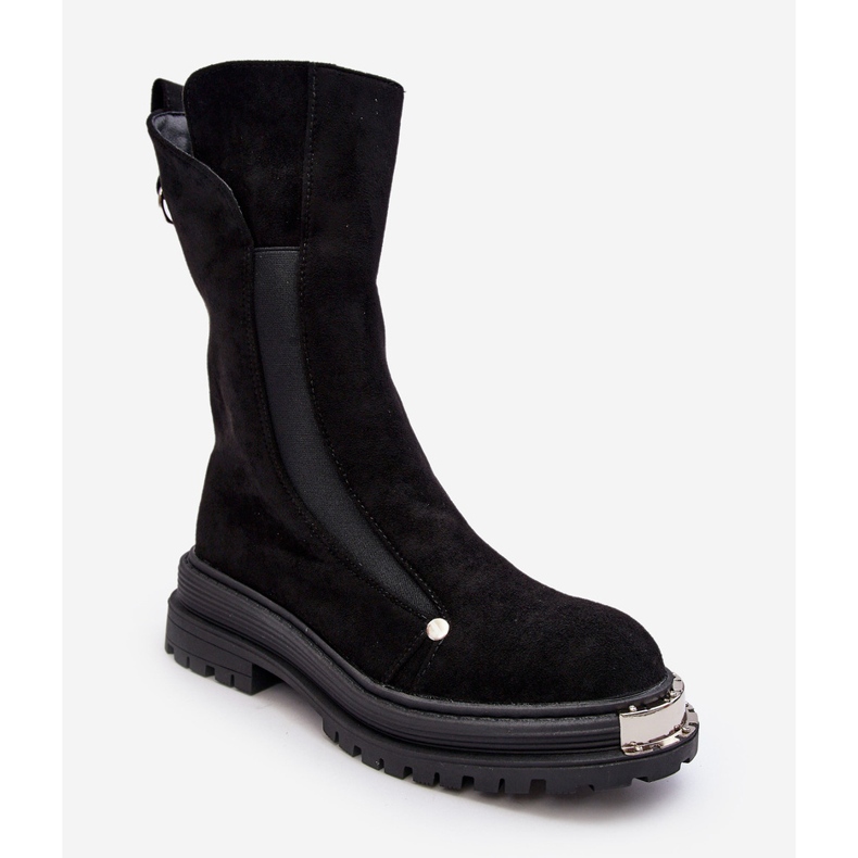 PS1 Mokkaeristetyt tasaiset saappaat, musta Palimra 2