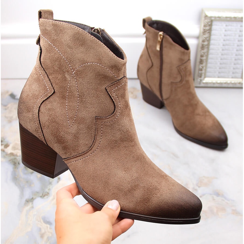 Naisten eristetyt cowboy-saappaat ruskeat Potocki SZ12186 1