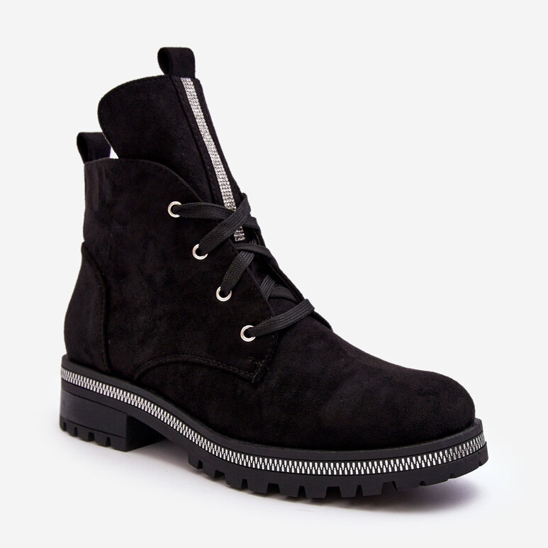 PS1 Naisten mokkanahkaiset nilkkurit, joissa on musta Plesca-koriste 2