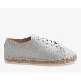 Hopeiset nauhoitetut espadrillit 831-1 harmaa 1