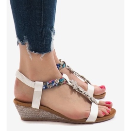 Valkoiset kiilamaiset sandaalit, joissa joustava B133-2 valkoinen 1