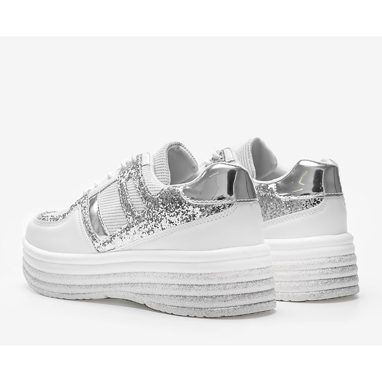 Valkoiset brokaatikengät paksulla Laurel -pohjalla valkoinen 1