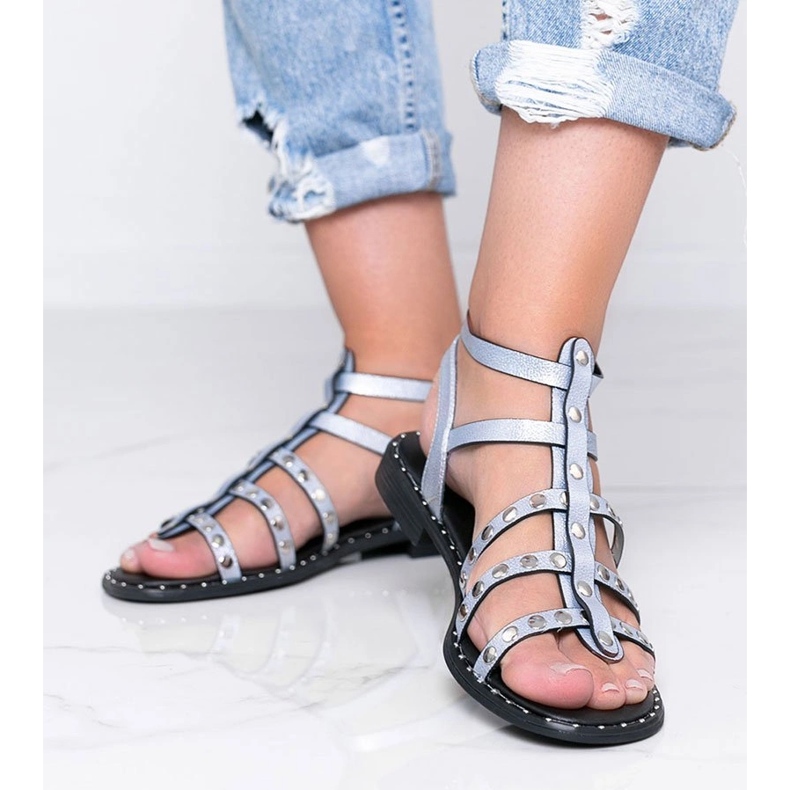 Xana sininen metallinen gladiaattorisandaalit 1