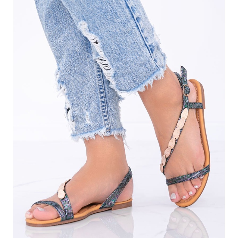 Black Moon naisten holografiset sandaalit musta 1