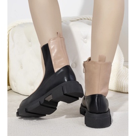 Mustat ja vaaleanpunaiset saappaat paksussa Lynne-pohjassa beige vaaleanpunainen 1