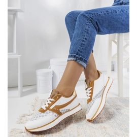 Naisten valkoiset ja ruskeat Chiara-lenkkarit valkoinen 1