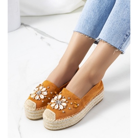 Ruskeat espadrillit rouva Nickin paksussa pohjassa keltainen 1