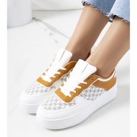 Naisten valkoiset Manal-lenkkarit valkoinen keltainen 1