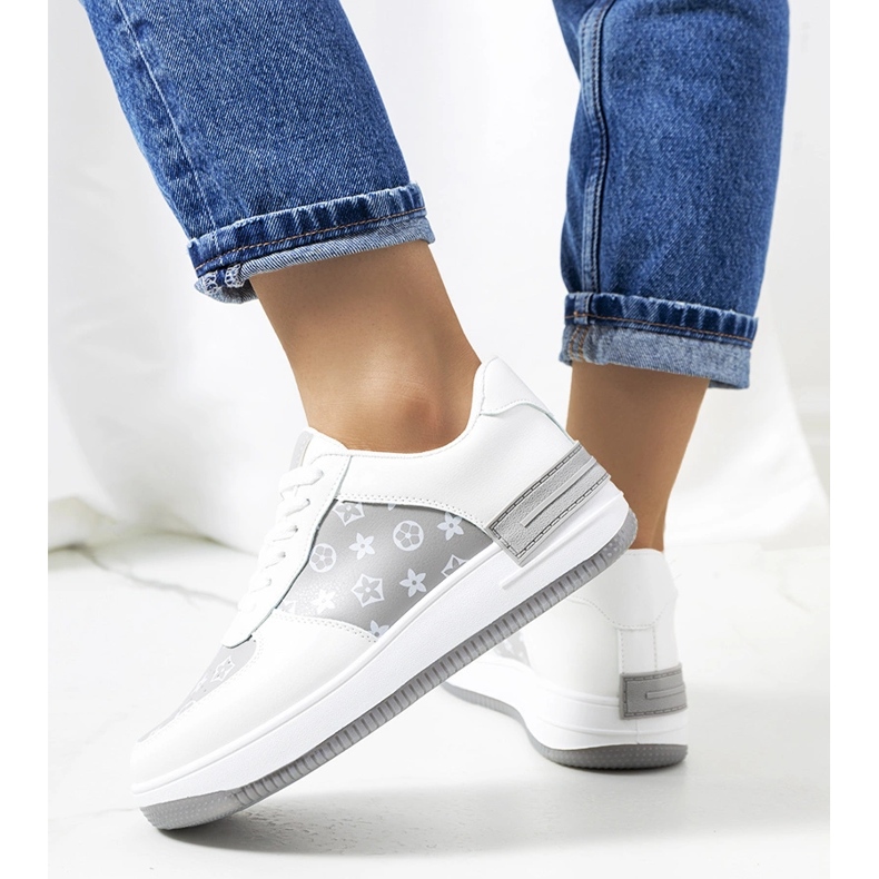 Djenna naisten valkoiset ja harmaat tennarit valkoinen 1