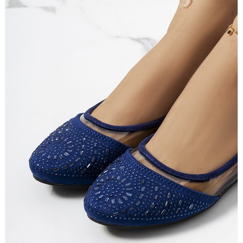 Tummansiniset puoliläpinäkyvät Malene ballerinat sininen 1