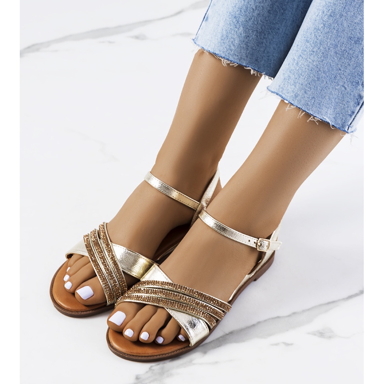 Gold Parade tekojalokivisandaalit kultainen 1