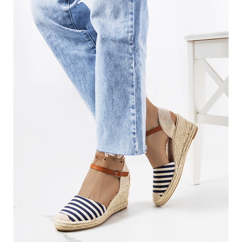 Tummansiniset espadrillit Garvan-kiilassa beige tummansininen 1
