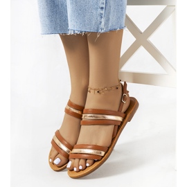 Hibbins ruskeat naisten sandaalit kultainen 1