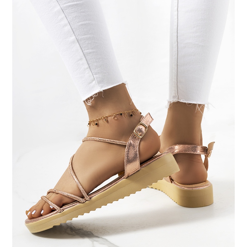 Kul. Naisten vaaleanpunaiset sandaalit vaaleanpunainen kultainen 1