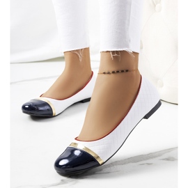 Petra naisten valkoiset balerinat valkoinen laivastonsininen 1