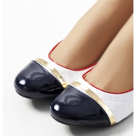 Petra naisten valkoiset balerinat valkoinen laivastonsininen 2