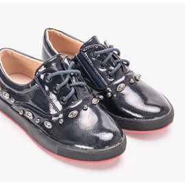 Fatna tummansininen lakattu ballerina lapsille 1